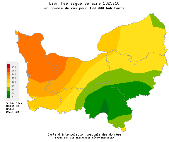 Semaine 202510 - Diarrhée aiguë - Activité faible en Normandie