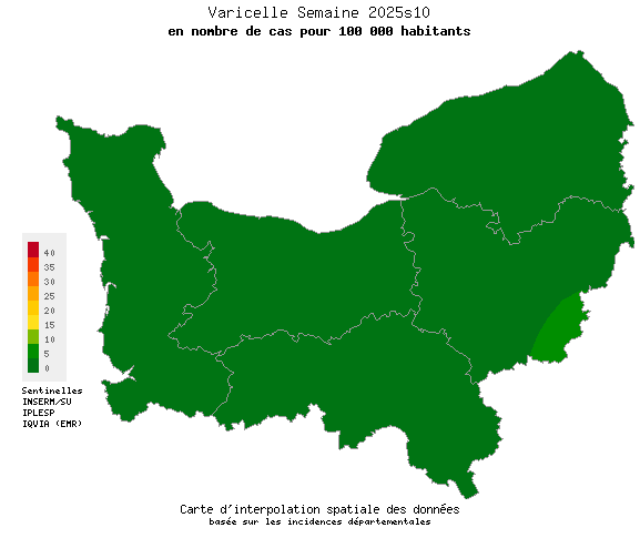 Semaine 202510 - Varicelle - Activité faible en Normandie