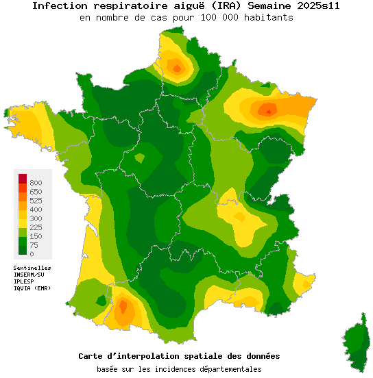 Semaine 202511 - Infection respiratoire aiguë (IRA) - Activité faible en médecine générale