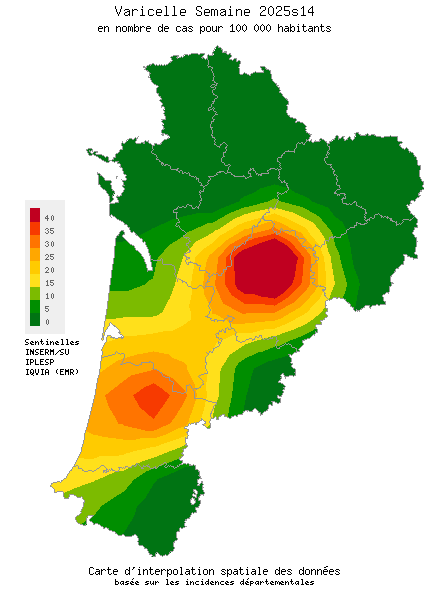 Semaine 202514 - Varicelle - Activité faible en Nouvelle-Aquitaine