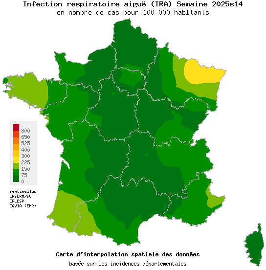 Semaine 202514 - Infection respiratoire aiguë (IRA) - Activité faible en médecine générale