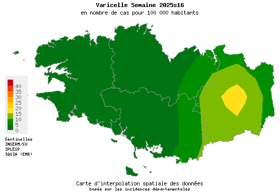 Semaine 202516 - Varicelle - Activité faible en Bretagne