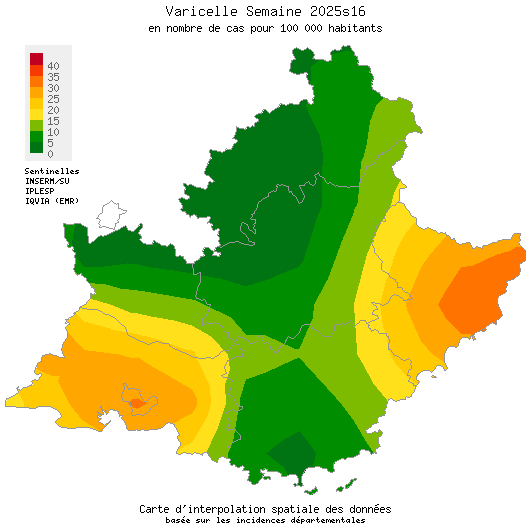 Semaine 202516 - Varicelle - Activité faible en Provence-Alpes-Côte d'Azur