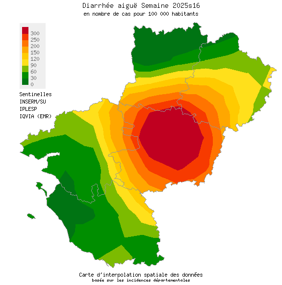 Semaine 202516 - Diarrhée aiguë - Activité modérée en Pays de la Loire
