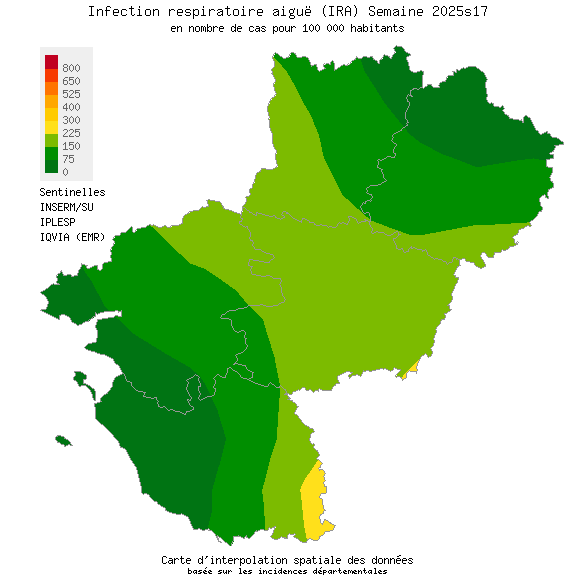 Semaine 202517 - Infection respiratoire aiguë (IRA) - Activité faible en Pays de la Loire