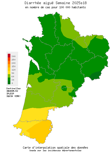 Semaine 202518 - Diarrhée aiguë - Activité faible en Nouvelle-Aquitaine