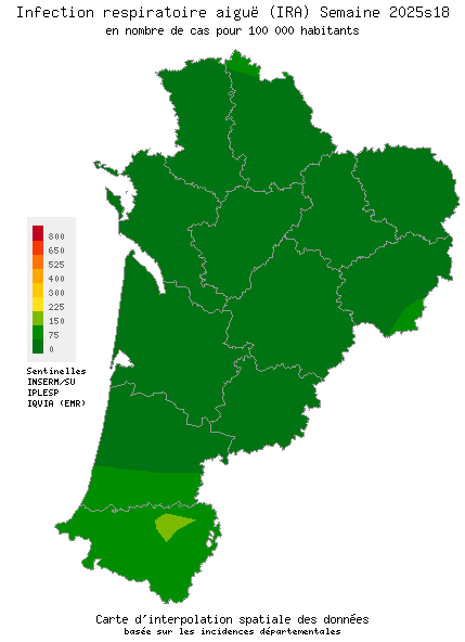 Semaine 202518 - Infection respiratoire aiguë (IRA) - Activité faible en Nouvelle-Aquitaine