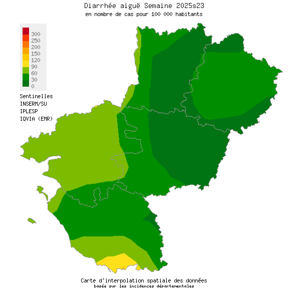 Semaine 202523 - Diarrhée aiguë - Activité faible en Pays de la Loire