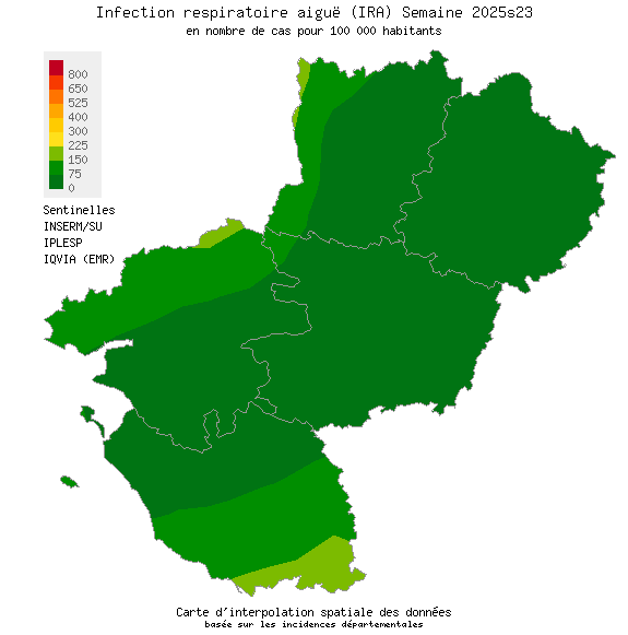 Semaine 202523 - Infection respiratoire aiguë (IRA) - Activité faible en Pays de la Loire