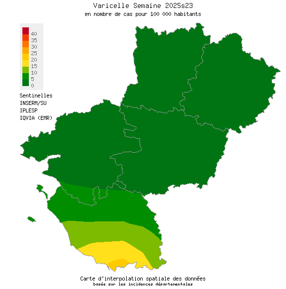 Semaine 202523 - Varicelle - Activité faible en Pays de la Loire