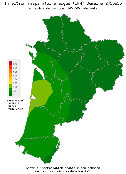 Semaine 202526 - Infection respiratoire aiguë (IRA) - Activité faible en Nouvelle-Aquitaine