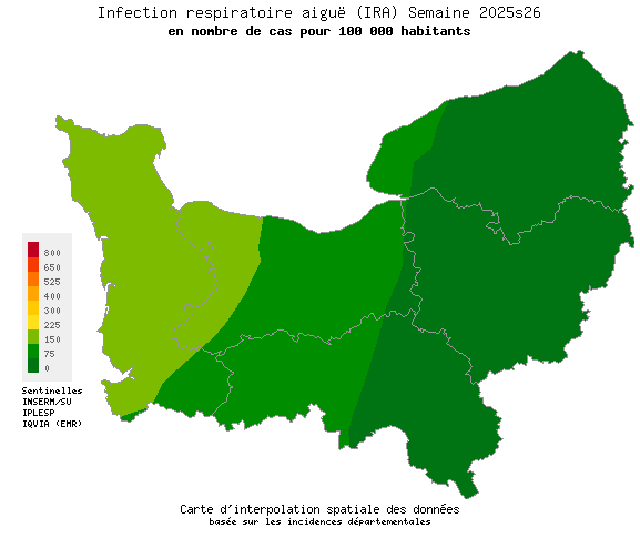 Semaine 202526 - Infection respiratoire aiguë (IRA) - Activité faible en Normandie