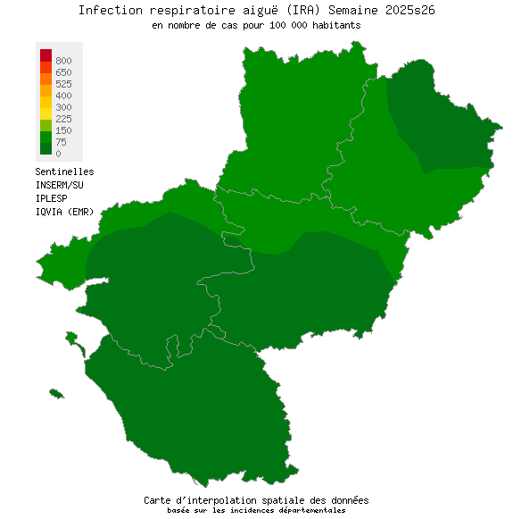Semaine 202526 - Infection respiratoire aiguë (IRA) - Activité faible en Pays de la Loire