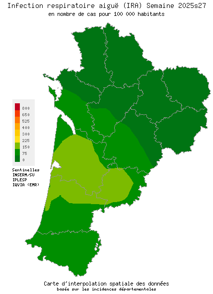 Semaine 202527 - Infection respiratoire aiguë (IRA) - Activité faible en Nouvelle-Aquitaine