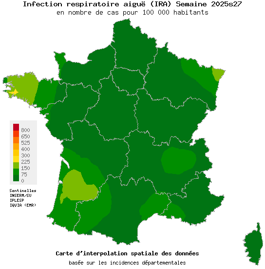 Semaine 202527 - Infection respiratoire aiguë (IRA) - Activité faible en médecine générale