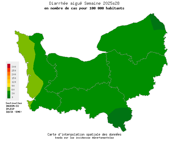 Semaine 202528 - Diarrhée aiguë - Activité faible en Normandie
