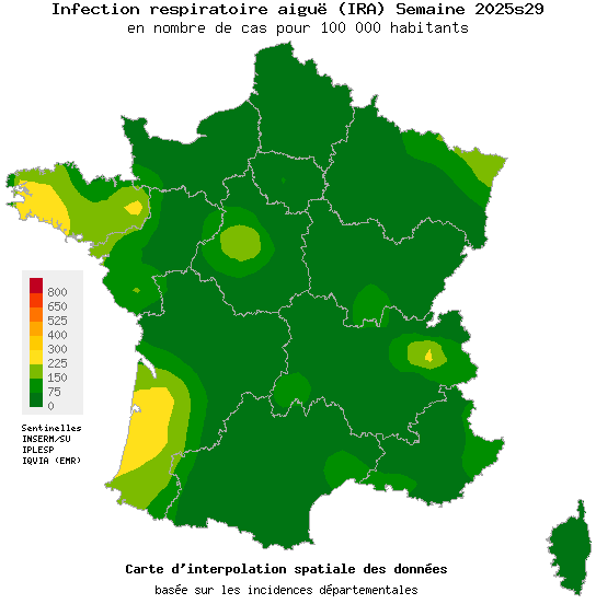 Semaine 202529 - Infection respiratoire aiguë (IRA) - Activité faible en médecine générale