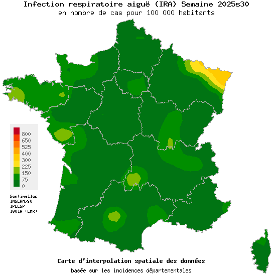 Semaine 202530 - Infection respiratoire aiguë (IRA) - Activité faible en médecine générale