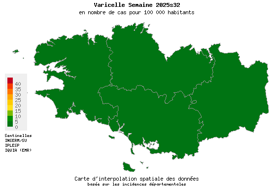 Semaine 202532 - Varicelle - Activité faible en Bretagne