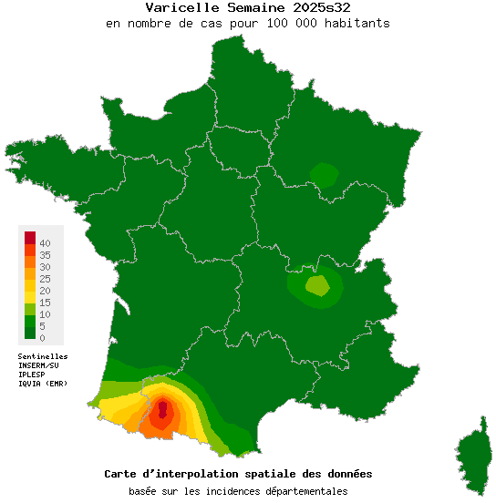 Semaine 202532 - Varicelle - Activité faible en médecine générale