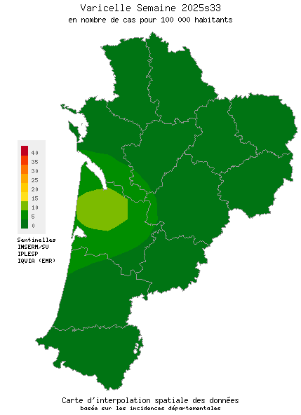 Semaine 202533 - Varicelle - Activité faible en Nouvelle-Aquitaine