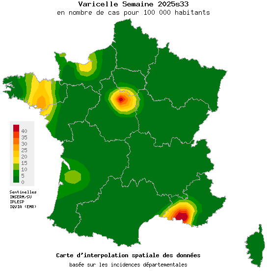 Semaine 202533 - Varicelle - Activité faible en médecine générale