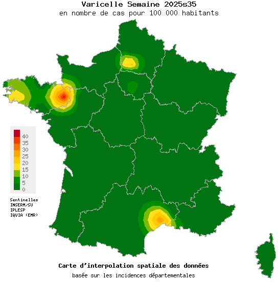 Semaine 202535 - Varicelle - Activité faible en médecine générale