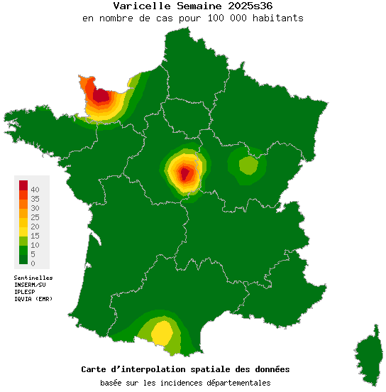 Semaine 202536 - Varicelle - Activité faible en médecine générale