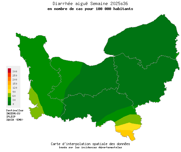 Semaine 202536 - Diarrhée aiguë - Activité faible en Normandie