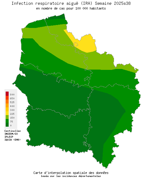 Semaine 202538 - Infection respiratoire aiguë (IRA) - Activité faible en Hauts-de-France