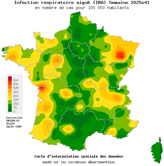 Semaine 202541 - Infection respiratoire aiguë (IRA) - Activité modérée en médecine générale