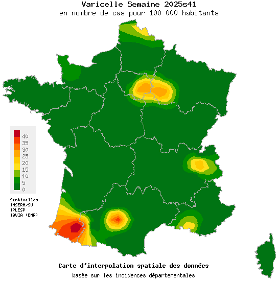 Semaine 202541 - Varicelle - Activité faible en médecine générale
