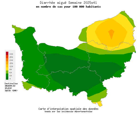 Semaine 202541 - Diarrhée aiguë - Activité faible en Normandie