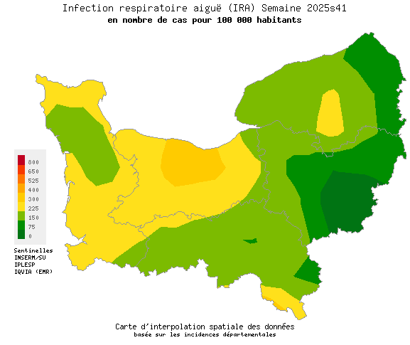 Semaine 202541 - Infection respiratoire aiguë (IRA) - Activité modérée en Normandie