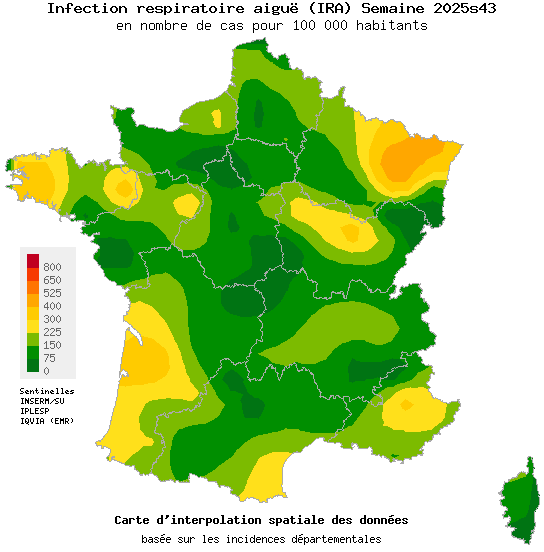 Semaine 202543 - Infection respiratoire aiguë (IRA) - Activité modérée en médecine générale
