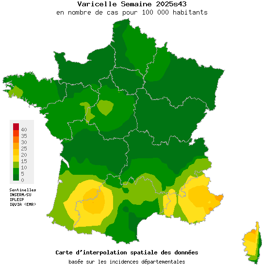 Semaine 202543 - Varicelle - Activité faible en médecine générale