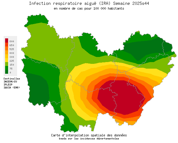 Semaine 202544 - Infection respiratoire aiguë (IRA) - Activité modérée en Bourgogne-Franche-Comté