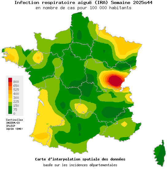 Semaine 202544 - Infection respiratoire aiguë (IRA) - Activité modérée en médecine générale