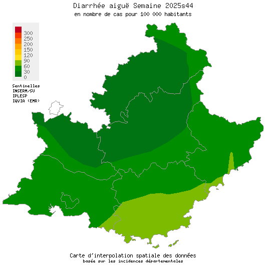 Semaine 202544 - Diarrhée aiguë - Activité faible en Provence-Alpes-Côte d'Azur