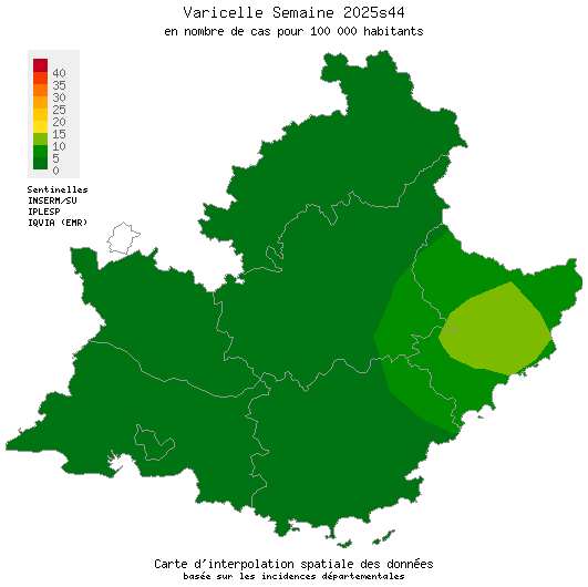 Semaine 202544 - Varicelle - Activité faible en Provence-Alpes-Côte d'Azur
