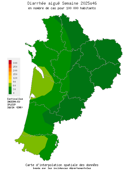 Semaine 202546 - Diarrhée aiguë - Activité faible en Nouvelle-Aquitaine