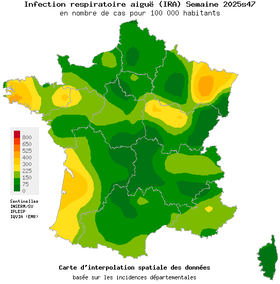 Semaine 202547 - Infection respiratoire aiguë (IRA) - Activité modérée en médecine générale