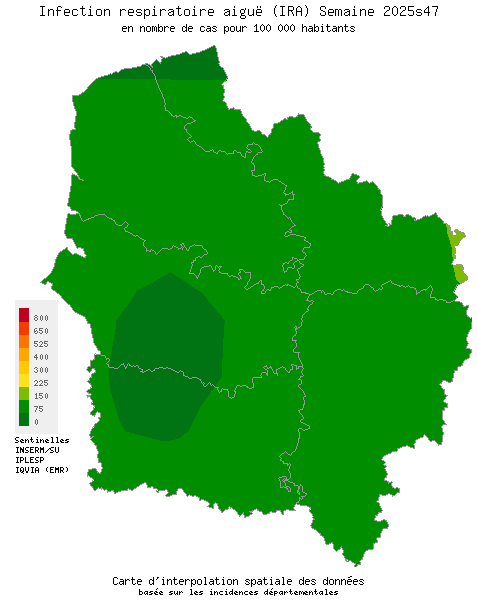 Semaine 202547 - Infection respiratoire aiguë (IRA) - Activité faible en Hauts-de-France