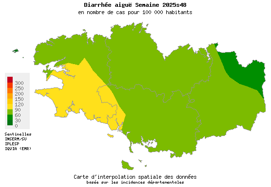 Semaine 202548 - Diarrhée aiguë - Activité modérée en Bretagne