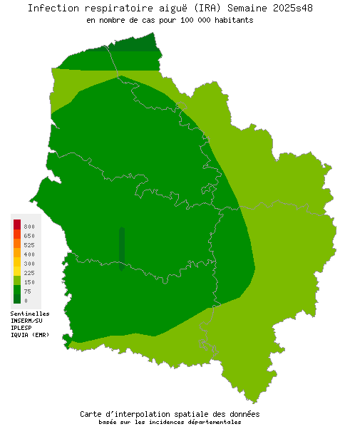 Semaine 202548 - Infection respiratoire aiguë (IRA) - Activité faible en Hauts-de-France
