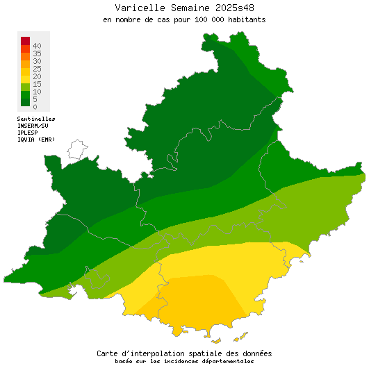 Semaine 202548 - Varicelle - Activité faible en Provence-Alpes-Côte d'Azur