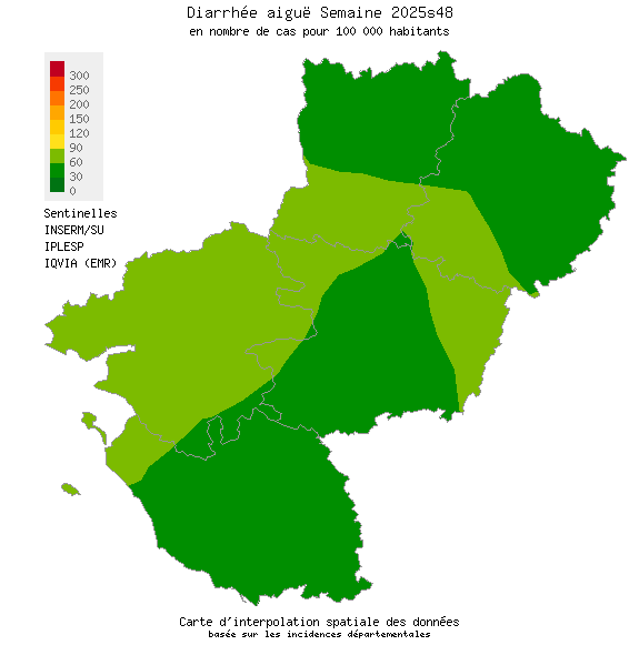Semaine 202548 - Diarrhée aiguë - Activité faible en Pays de la Loire