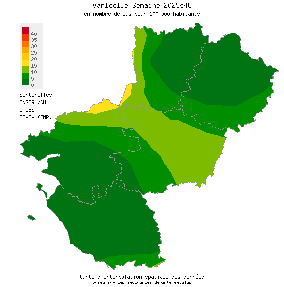 Semaine 202548 - Varicelle - Activité faible en Pays de la Loire