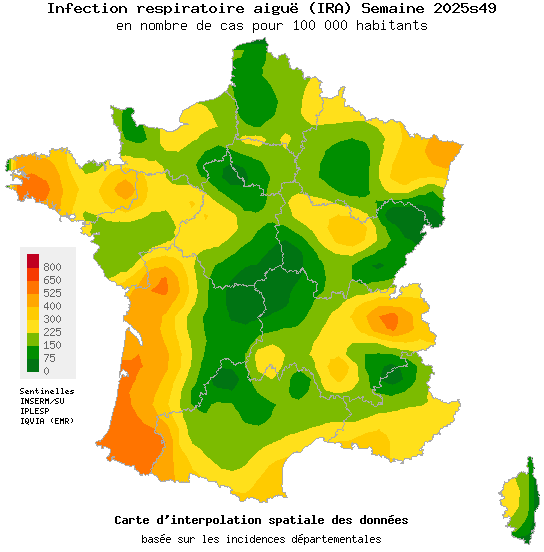 Semaine 202549 - Infection respiratoire aiguë (IRA) - Activité modérée en médecine générale