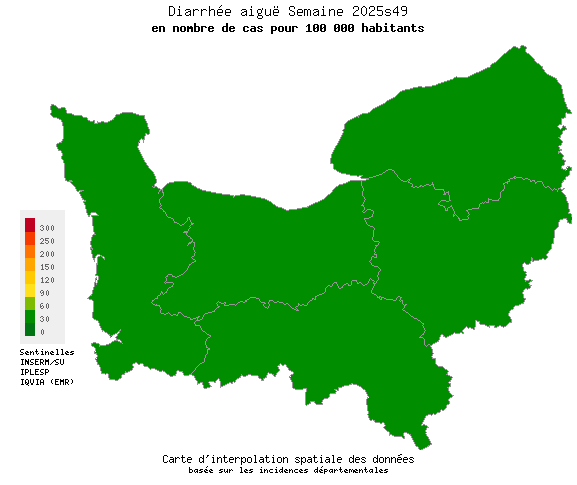 Semaine 202549 - Diarrhée aiguë - Activité faible en Normandie